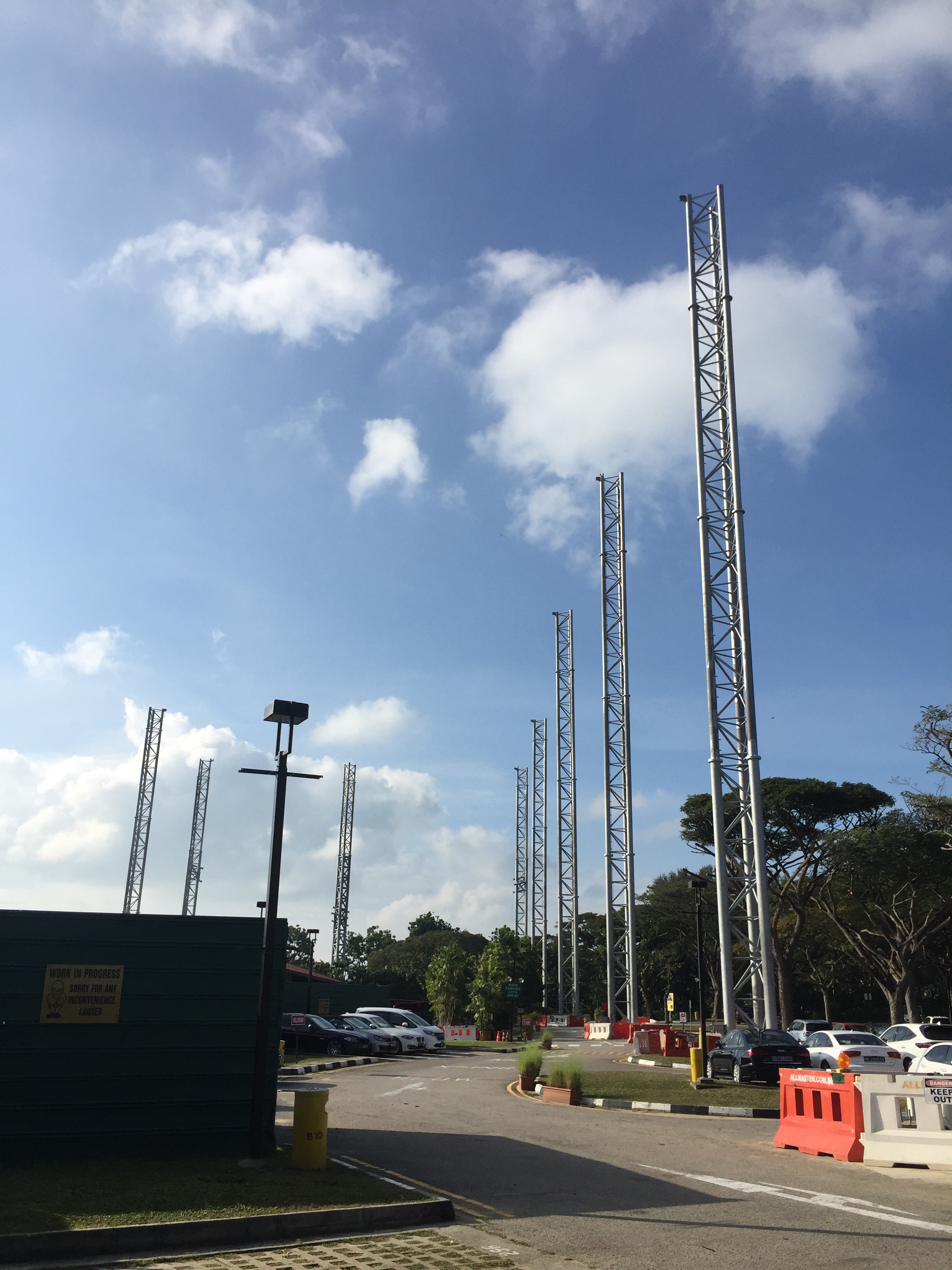 More high masts had been erected on site near the existing maintenance building