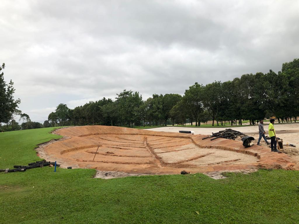 Shaping the bunker at Hole #8